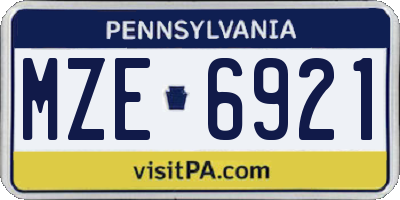 PA license plate MZE6921