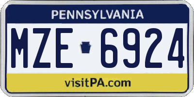 PA license plate MZE6924