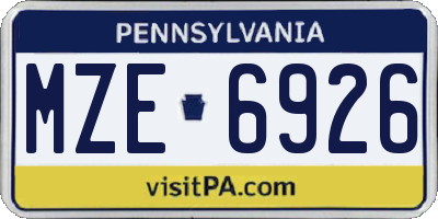 PA license plate MZE6926
