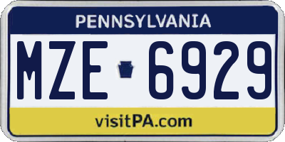 PA license plate MZE6929
