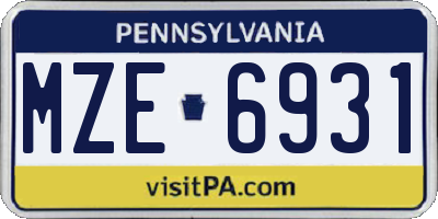 PA license plate MZE6931