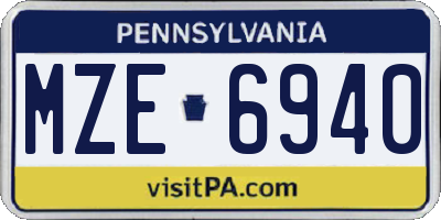 PA license plate MZE6940
