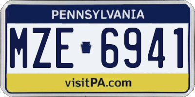 PA license plate MZE6941