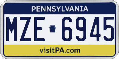 PA license plate MZE6945