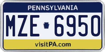 PA license plate MZE6950