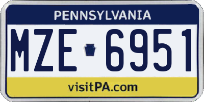 PA license plate MZE6951