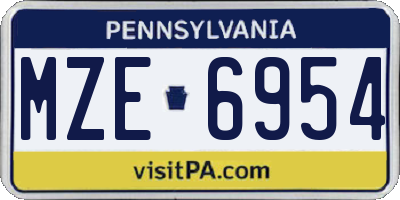PA license plate MZE6954