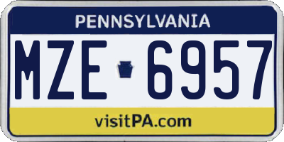 PA license plate MZE6957