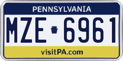 PA license plate MZE6961
