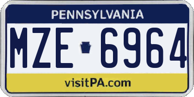 PA license plate MZE6964