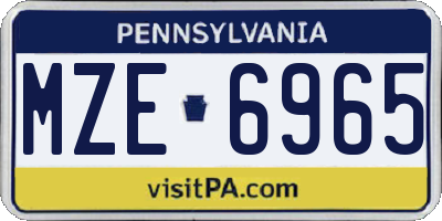 PA license plate MZE6965