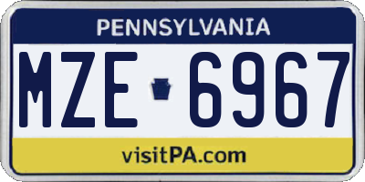 PA license plate MZE6967