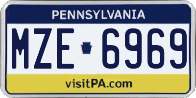 PA license plate MZE6969