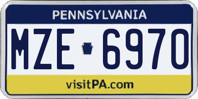 PA license plate MZE6970