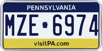 PA license plate MZE6974