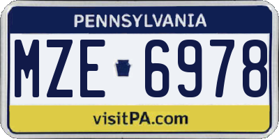 PA license plate MZE6978