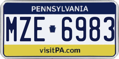 PA license plate MZE6983