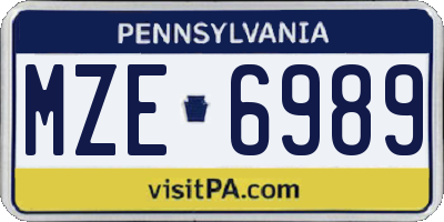 PA license plate MZE6989