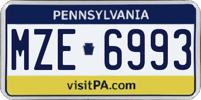 PA license plate MZE6993