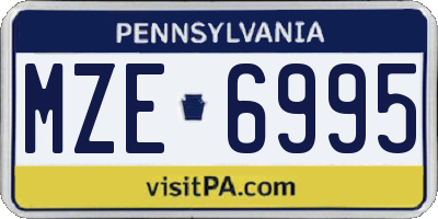 PA license plate MZE6995