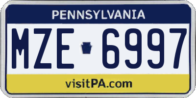 PA license plate MZE6997