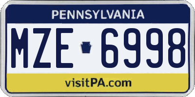 PA license plate MZE6998