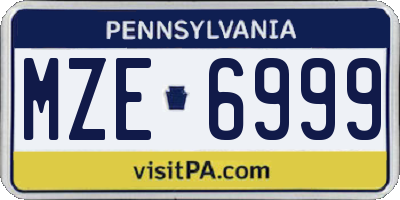 PA license plate MZE6999