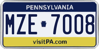 PA license plate MZE7008