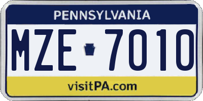 PA license plate MZE7010