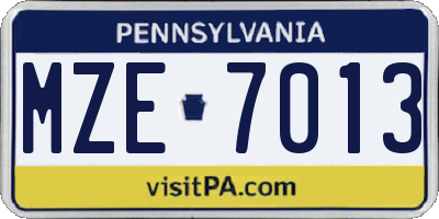 PA license plate MZE7013