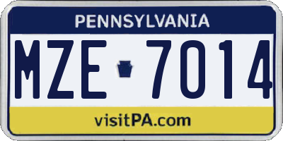 PA license plate MZE7014