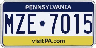 PA license plate MZE7015