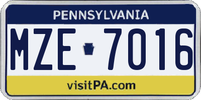 PA license plate MZE7016