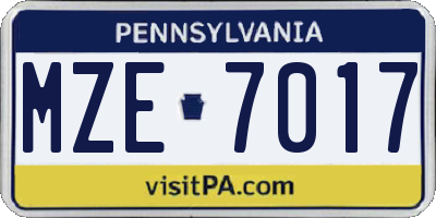 PA license plate MZE7017
