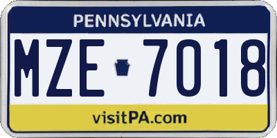PA license plate MZE7018