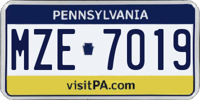PA license plate MZE7019