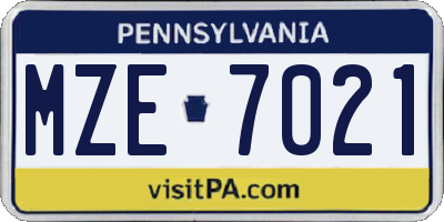 PA license plate MZE7021