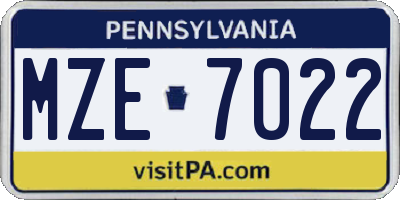 PA license plate MZE7022
