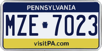 PA license plate MZE7023