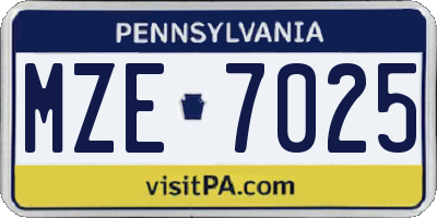 PA license plate MZE7025