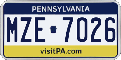 PA license plate MZE7026