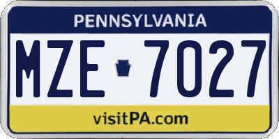 PA license plate MZE7027