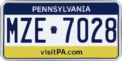 PA license plate MZE7028