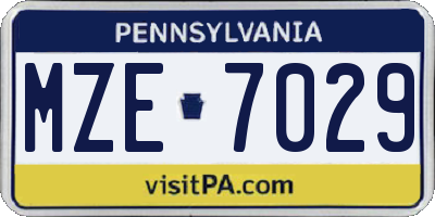 PA license plate MZE7029