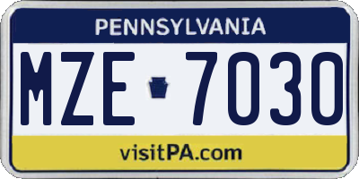 PA license plate MZE7030