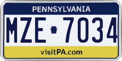 PA license plate MZE7034
