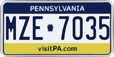 PA license plate MZE7035