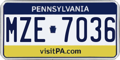 PA license plate MZE7036