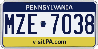 PA license plate MZE7038