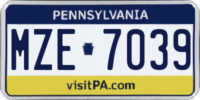 PA license plate MZE7039